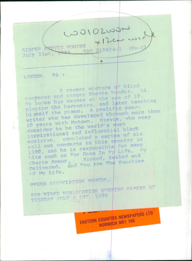 Stevie Wonder - Vintage Photograph