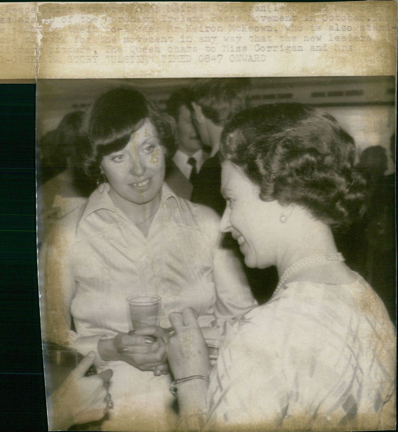 Maireed Corrigan and Queen Elizabeth II. - Vintage Photograph