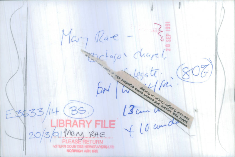 1991 SINGER CONCERT MARY SERIES - Vintage Photograph