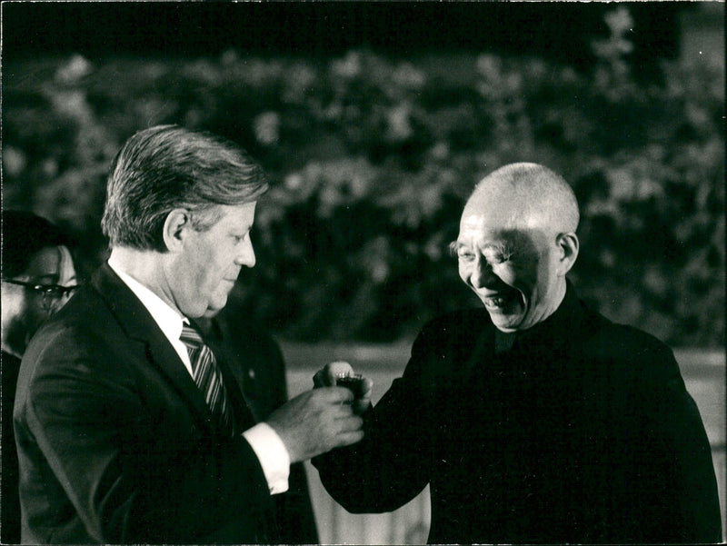 Helmut Schmidt with WANG CHEN - Vintage Photograph