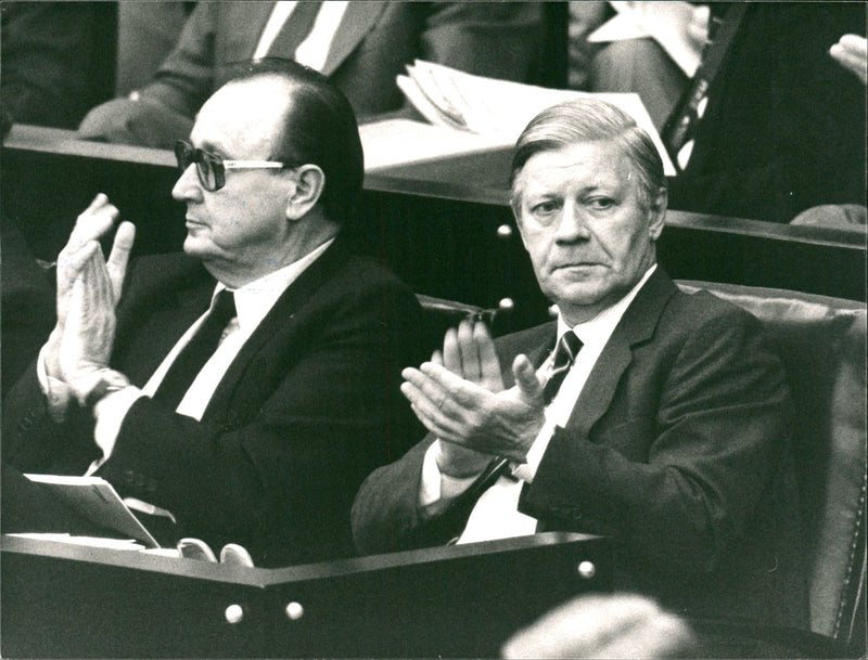 Helmut Schmidt with - Vintage Photograph