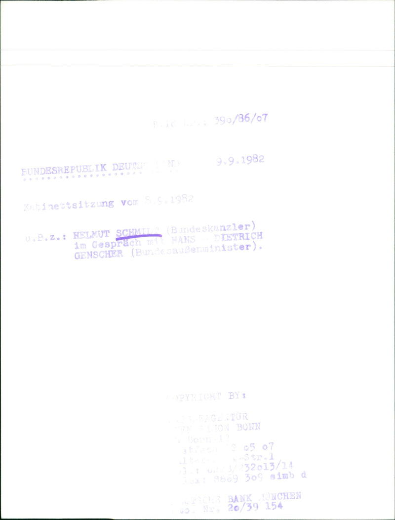 Helmut Schmidt With DIETRICH CENSCHER - Vintage Photograph