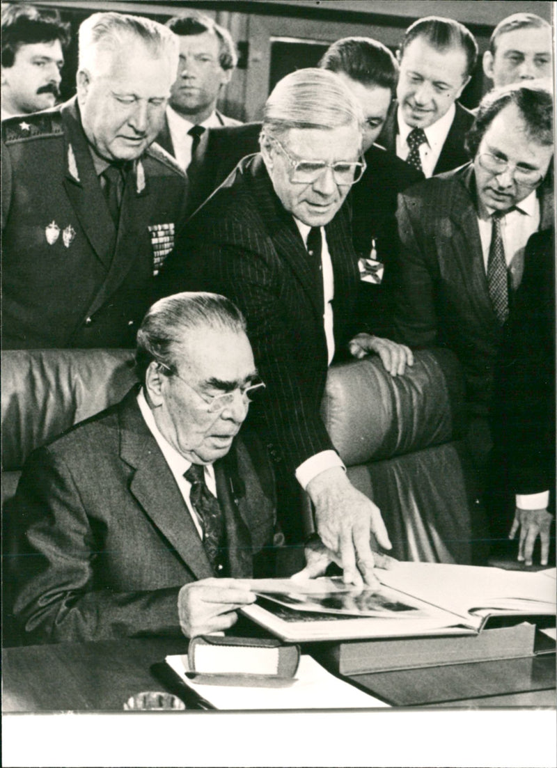 Helmut Schmidt with Soviet leader Leonid Brezhnev - Vintage Photograph