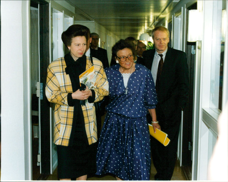 Princess Anne of England together with Karin Soder Swedish Politician and Thomas Hammarberg. - Vintage Photograph