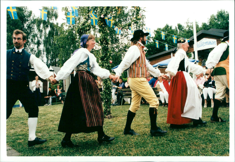 Dancers celebrate Midsummer's eve in Sundbyberg - Vintage Photograph