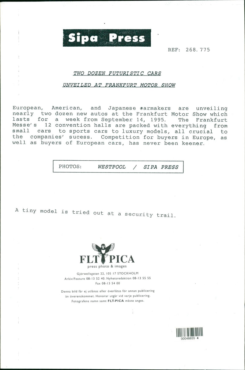 The cars. A tiny model is tried out at a security trail - Vintage Photograph