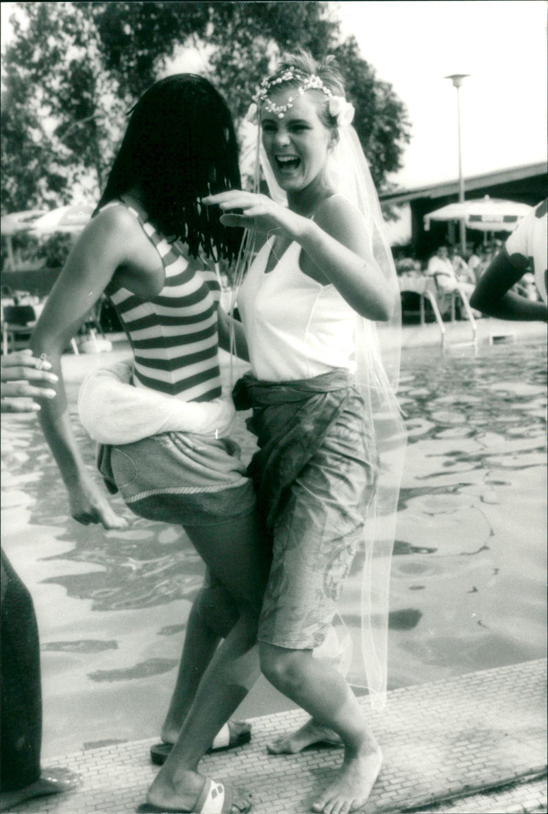 Marriage of Swedish model Cécilia Rodhe and Tennis player Yannick Noah. - Vintage Photograph