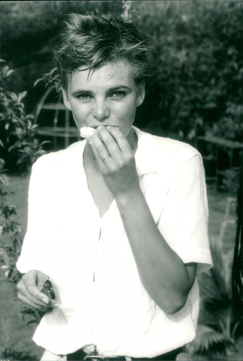 Marriage of Swedish model Cécilia Rodhe and Tennis player Yannick Noah. - Vintage Photograph