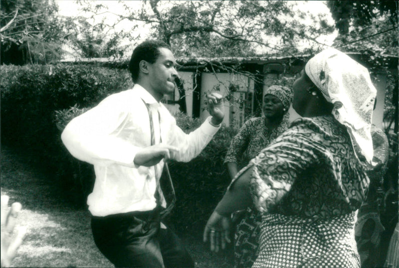 Marriage of Swedish model Cécilia Rodhe and Tennis player Yannick Noah. - Vintage Photograph