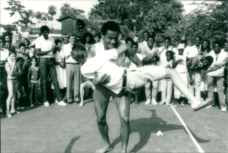 Marriage of Swedish model Cécilia Rodhe and Tennis player Yannick Noah. - Vintage Photograph