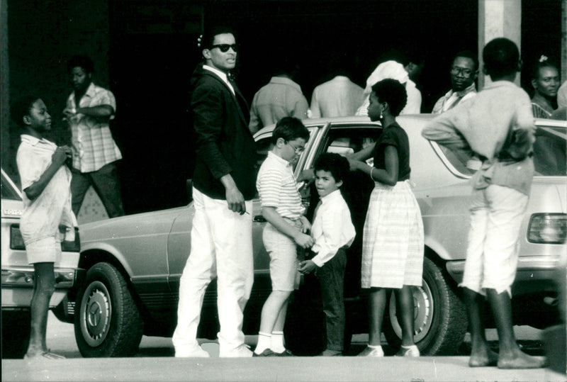 Marriage of Swedish model Cécilia Rodhe and Tennis player Yannick Noah. - Vintage Photograph