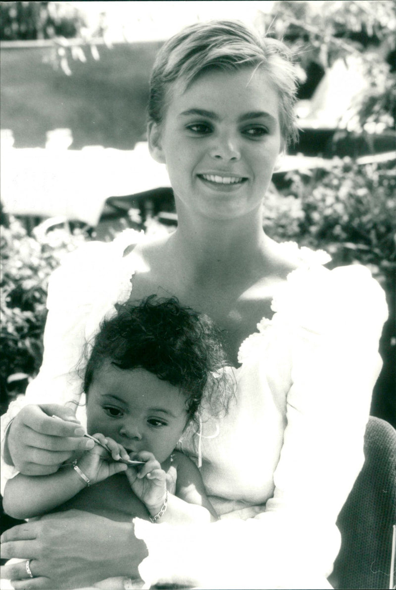 Marriage of Swedish model Cécilia Rodhe and Tennis player Yannick Noah. - Vintage Photograph