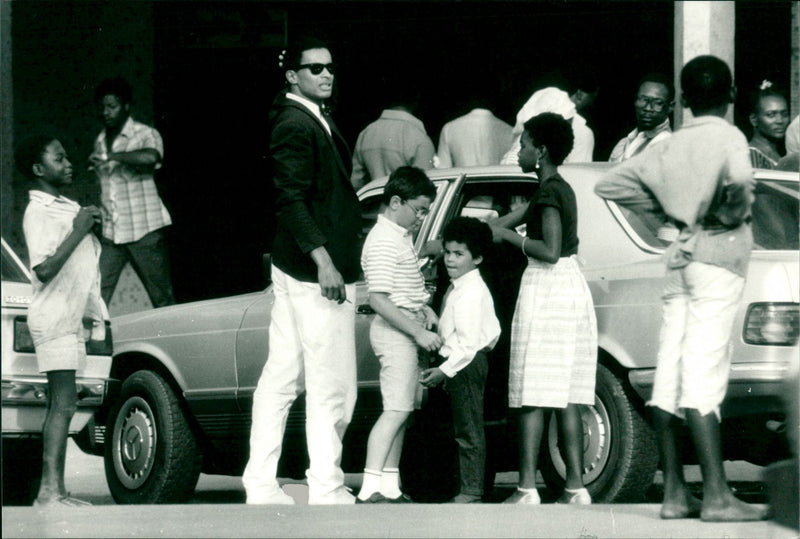 Marriage of Swedish model Cécilia Rodhe and Tennis player Yannick Noah. - Vintage Photograph