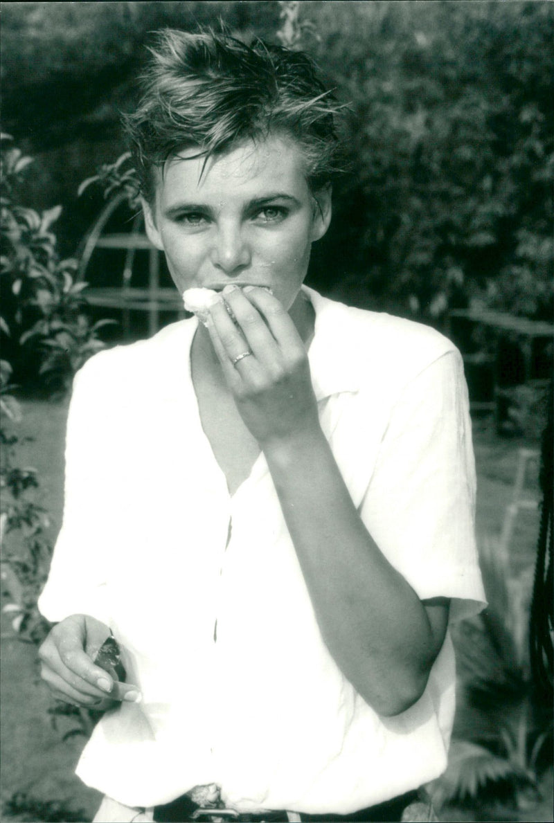 Marriage of Swedish model Cécilia Rodhe and Tennis player Yannick Noah. - Vintage Photograph