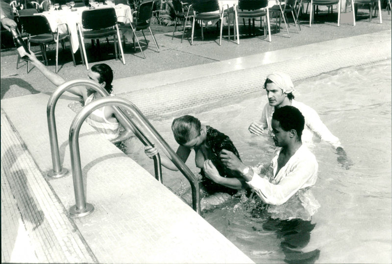 Marriage of Swedish model Cécilia Rodhe and Tennis player Yannick Noah. - Vintage Photograph