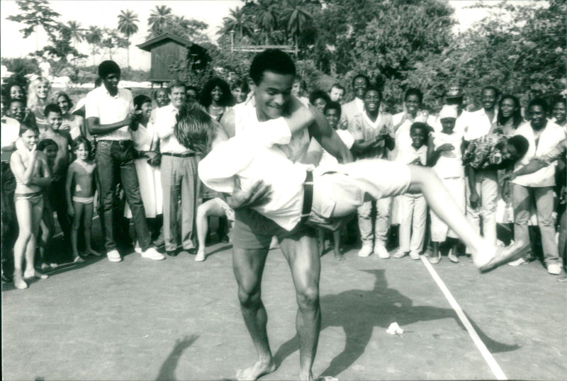 Marriage of Swedish model Cécilia Rodhe and Tennis player Yannick Noah. - Vintage Photograph