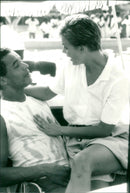 Marriage of Swedish model Cécilia Rodhe and Tennis player Yannick Noah. - Vintage Photograph