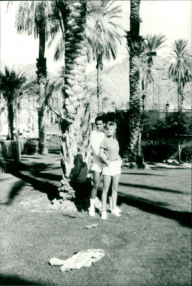 Swedish model Cécilia Rodhe and Tennis player Yannick Noah. - Vintage Photograph