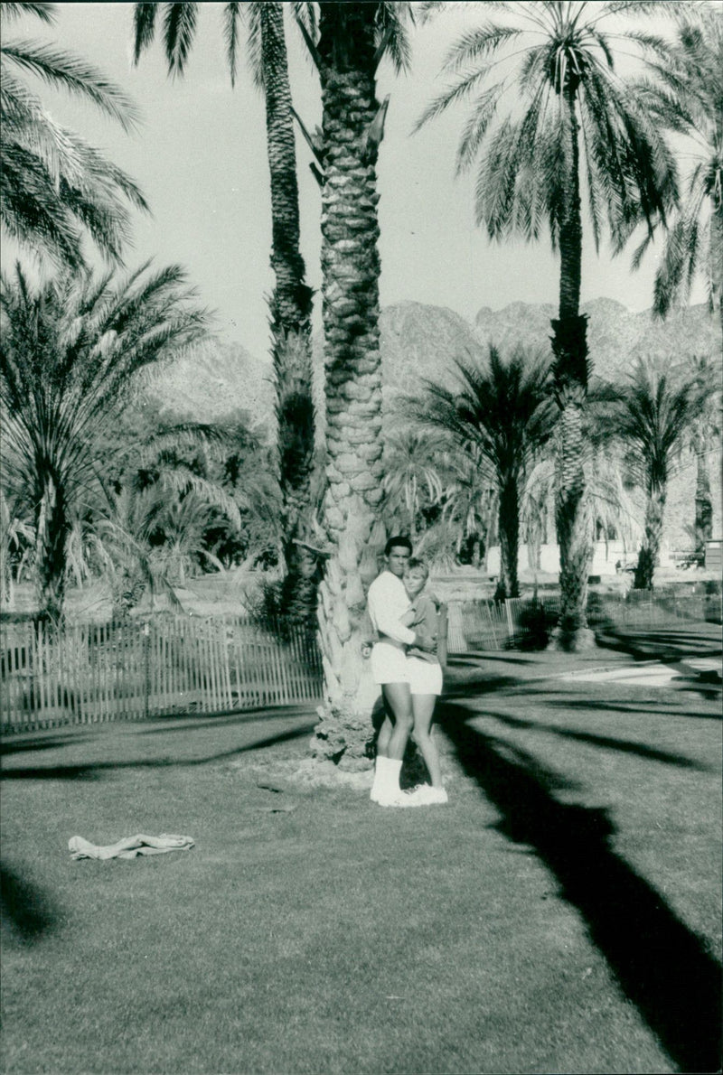 Swedish model Cécilia Rodhe and Tennis player Yannick Noah. - Vintage Photograph