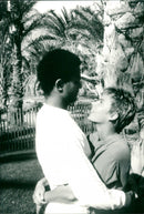 Swedish model Cécilia Rodhe and Tennis player Yannick Noah. - Vintage Photograph