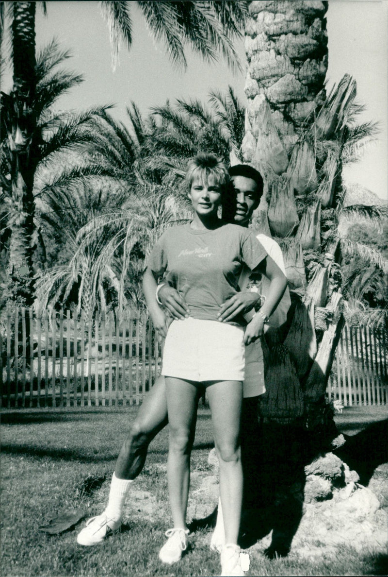 Swedish model Cécilia Rodhe and Tennis player Yannick Noah. - Vintage Photograph