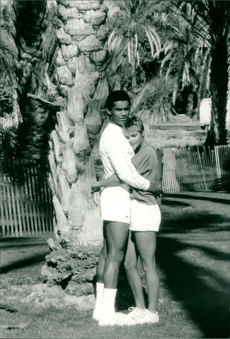 Swedish model Cécilia Rodhe and Tennis player Yannick Noah. - Vintage Photograph