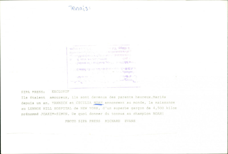 Swedish model Cécilia Rodhe and Tennis player Yannick Noah. - Vintage Photograph