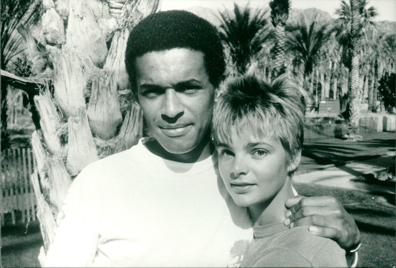 Swedish model Cécilia Rodhe and Tennis player Yannick Noah. - Vintage Photograph