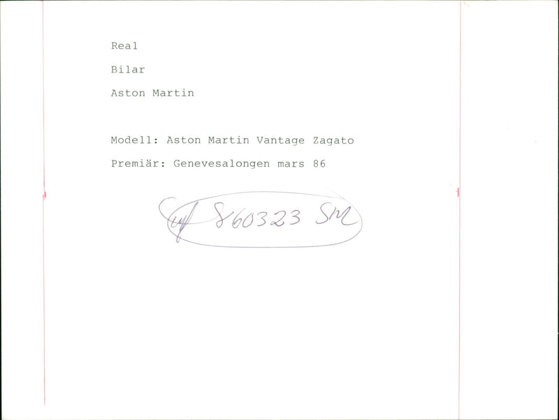 Cars: Aston Martin Zagato - Vintage Photograph