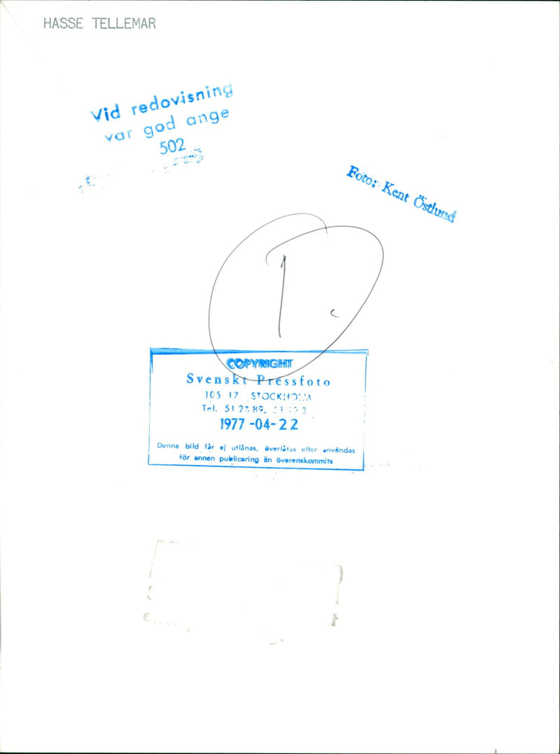 Hasse Tellemar, Musician in Stockholm. - Vintage Photograph