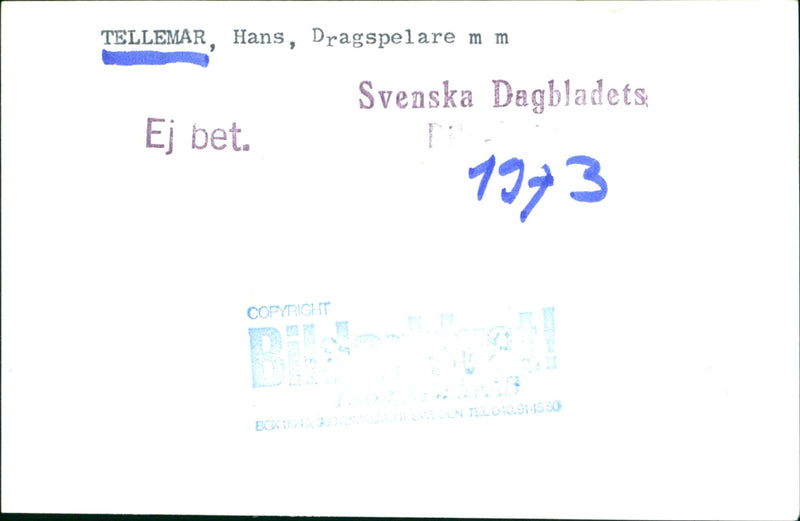 Hasse Tellemar, Musician in Stockholm. - Vintage Photograph