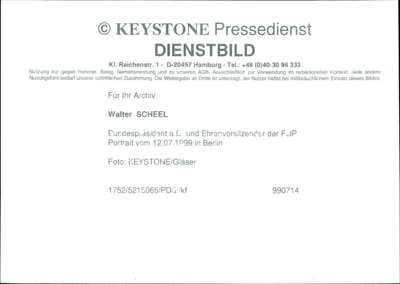 Scheel, Walter Politician - Vintage Photograph