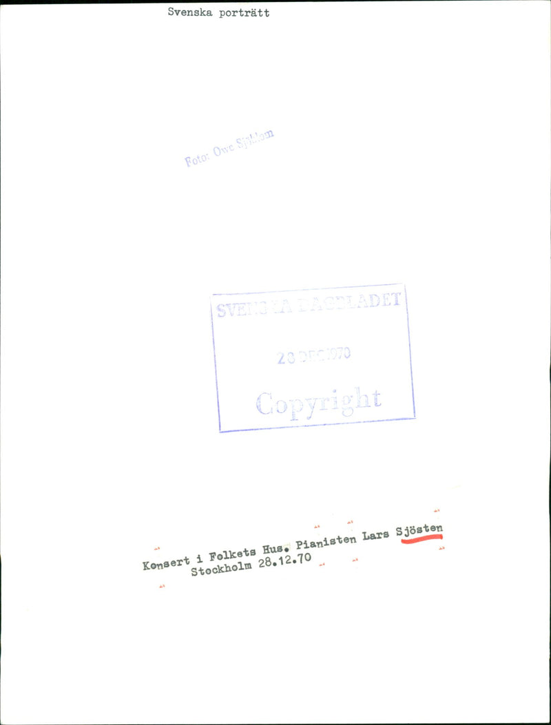 Lars Sjösten during the Concert in People's House - Vintage Photograph