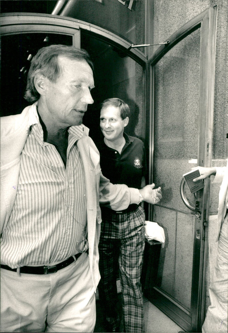 Soap manager Sune Sandström comes out from his defender, Henning Siöström, calm and relaxed. - Vintage Photograph