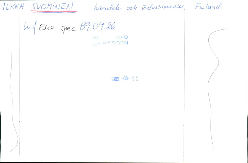 Ilkka Suominen, a Finnish politician from the National Coalition Party. - Vintage Photograph