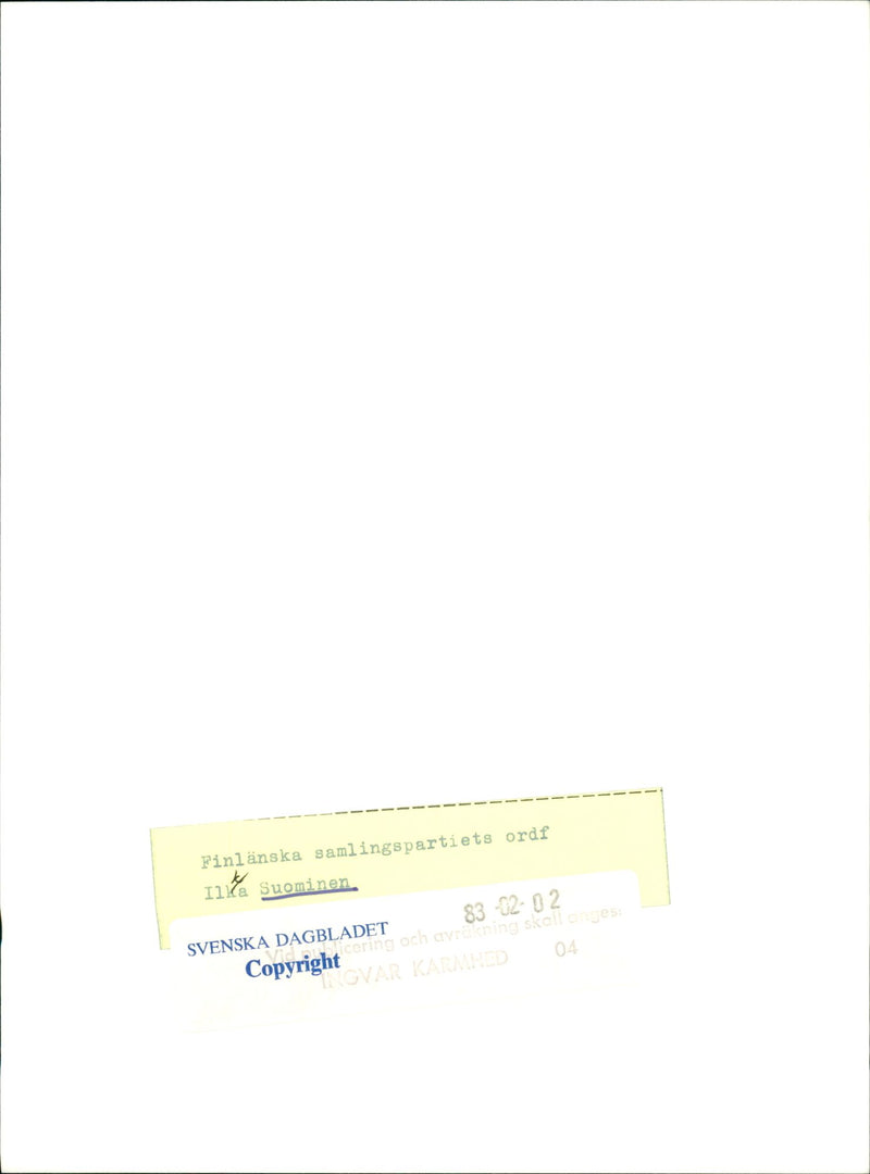 Ilkka Suominen, a Finnish politician from the National Coalition Party. - Vintage Photograph