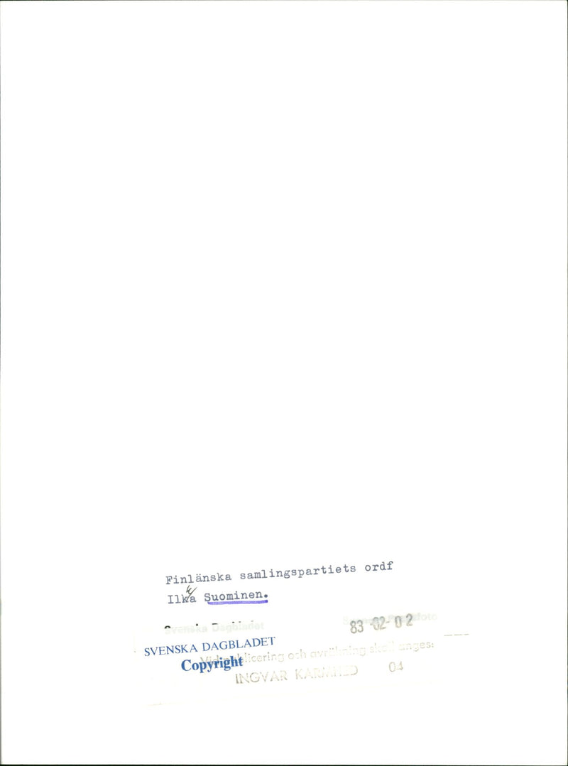 Ilkka Suominen, a Finnish politician from the National Coalition Party. - Vintage Photograph