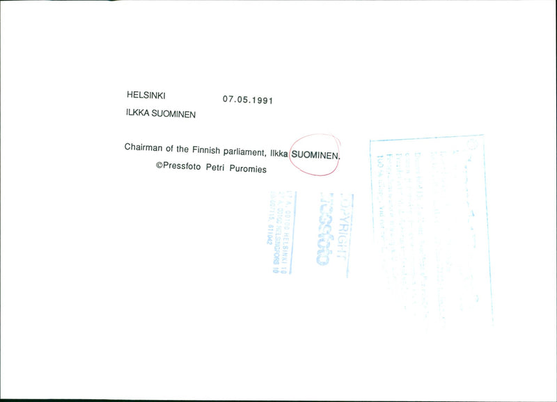 Ilkka Suominen, a Finnish politician from the National Coalition Party. - Vintage Photograph