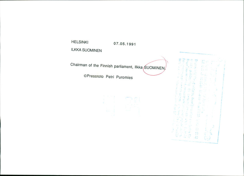 Ilkka Suominen, a Finnish politician from the National Coalition Party. - Vintage Photograph