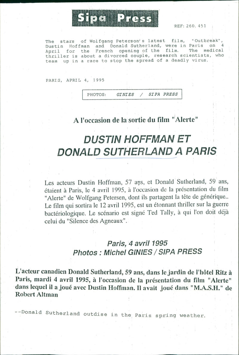 Donald Sutherland at Paris - Vintage Photograph