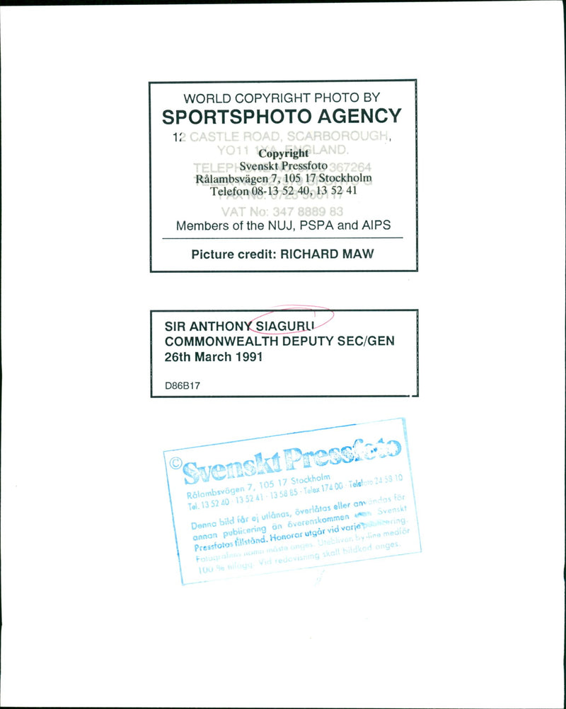 Siaguru, Sir anthony Politician - Vintage Photograph