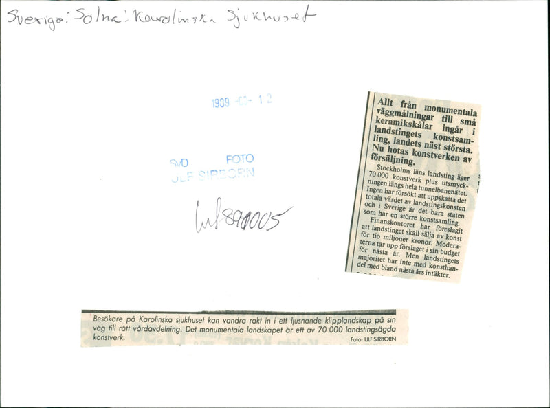 A landscape at the entrance in Karolinska Hospital - Vintage Photograph