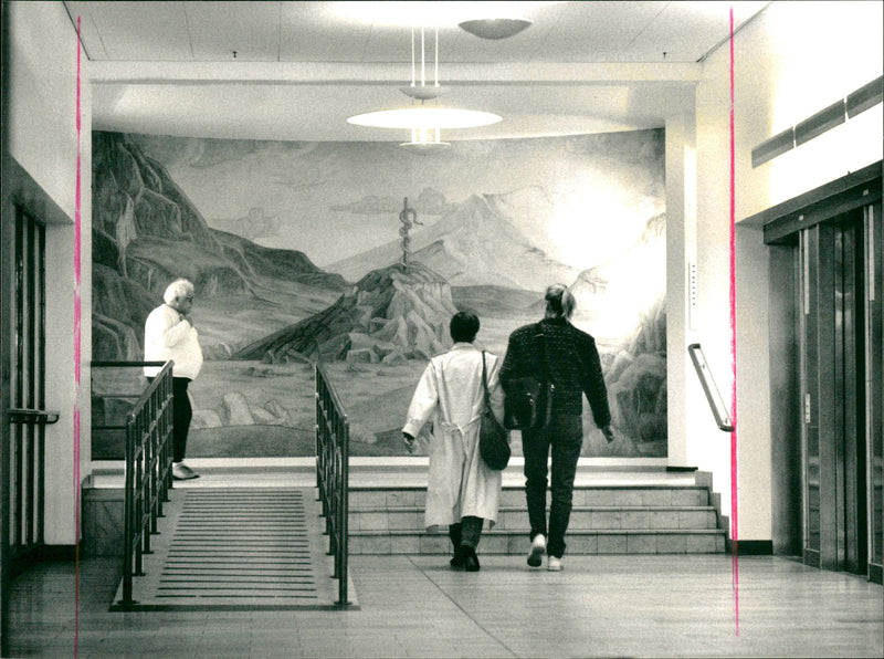 A landscape at the entrance in Karolinska Hospital - Vintage Photograph