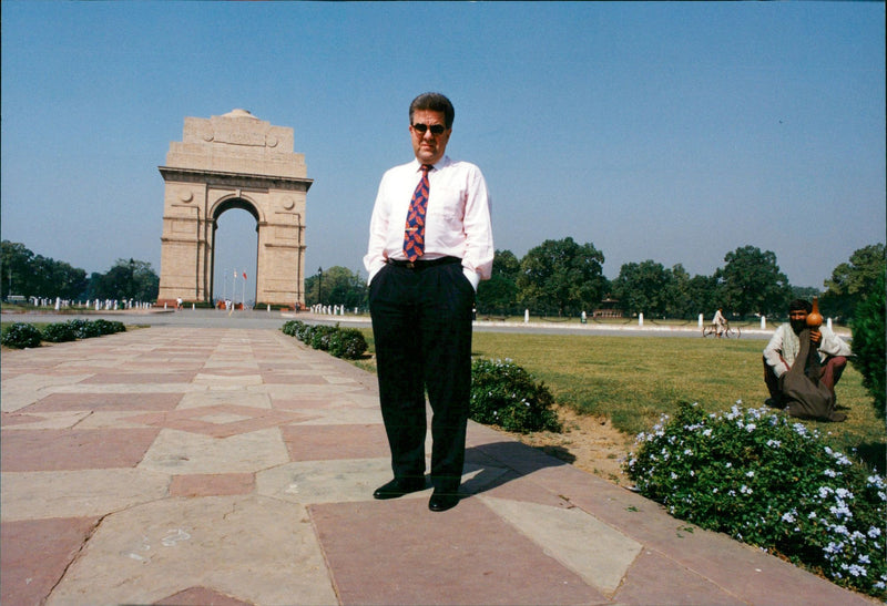 Volvo's ex-chairman Bert-Olof Svanholm visits India Gate - Vintage Photograph