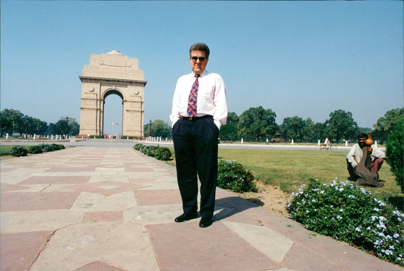 Volvo's ex-chairman Bert-Olof Svanholm visits India Gate - Vintage Photograph