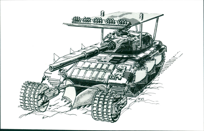 Sketch design of a tank so called, Fantasy by FOA. - Vintage Photograph