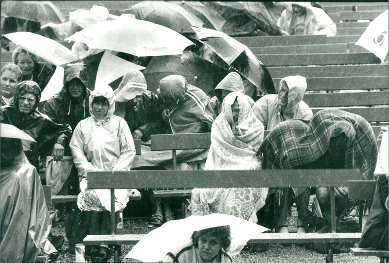 Heavy raining during Vaxholm music festival - Vintage Photograph