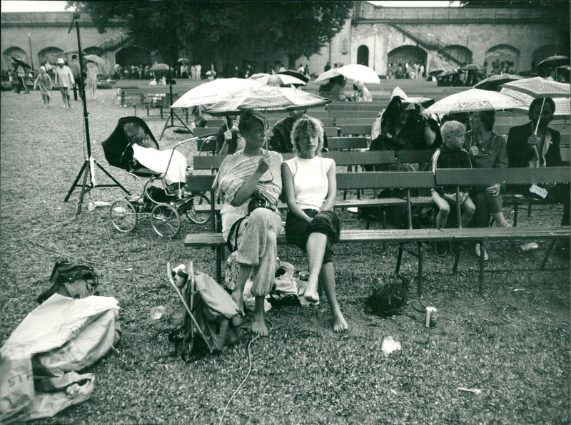 Heavy raining during Vaxholm music festival - Vintage Photograph