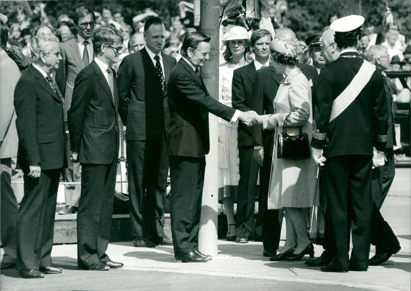 Olof Palme shakes hands with Queen Elizabeth II - Vintage Photograph