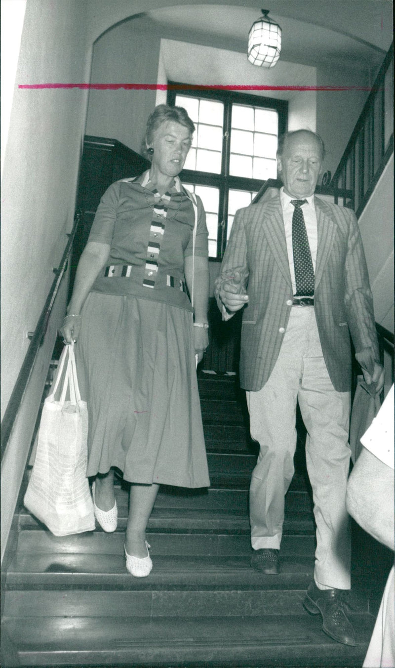 Agneta Clavering and Nils Thunberg, here on their way out of the Town Hall. - Vintage Photograph